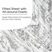 Black Sheets, Deep Pocket, 1800 Thread Count, Soft Breathable, Cute Printed Boho Farmhouse Bed Sheets, Up To 18 Inch - Black and White - View 7