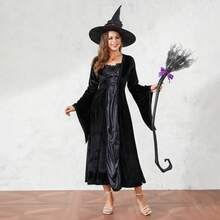 Witch Broom With Ribbon, Halloween Decoration Party Favor Photo Booth Accessories - A - View 9