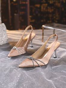 New Women Mid High Heel Pointed Toe Fashion Versatile Casual Pumps