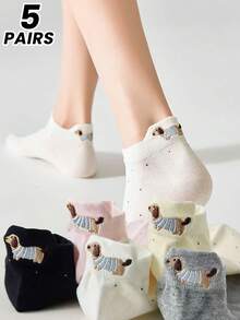 1/3/5 Pairs Cute Women Short Socks, Breathable Thin Ankle Socks With Odor Control And Moisture Wicking, White Low-Cut Footies For Summer - Multicolor - View 1