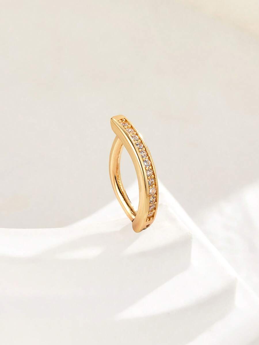 1 件时尚性感单排水钻肚脐环，女士肚脐装饰 - 金色 - 查看 1