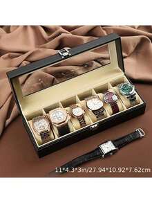 1 Pieza Caja Expositora de Relojes, Estuche de Almacenamiento de Alta Gama con Llave, Organizador de Pulseras, Joyero, Exhibidor de Relojes Mecánicos, Caja Organizadora de Gran Capacidad para el Hogar, Caja de Relojes como Regalo para Mujeres en el Día de San Valentín, Regalo del Día de San Valentín - Multicolor - Ver 8