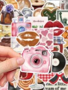 50pcs Pinterest Inspired Aesthetic Stickers Scrapbook Luggage Laptop Room Decor Diy Doodle Stickers, School Supplies,Back To School