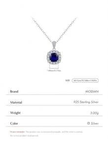 MODIAN MODIAN 925 Sterling Silver Elegant Luxury Geometric Royal Blue Zirconia Pendant Coliere pentru femei Aniversare Fine Bijuterii