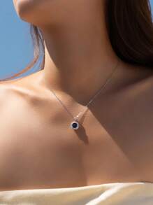 MODIAN MODIAN 925 Sterling Silver Elegant Luxury Geometric Royal Blue Zirconia Pendant Coliere pentru femei Aniversare Fine Bijuterii