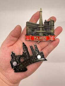 Imán de nevera de metal 3D de alta calidad, paisaje francés, Barcelona España, recuerdo de Moscú - Multicolor - Ver 10