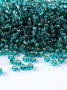 GO2CJBEADS 10 جرام متعدد الألوان حبيبات زجاجية دائرية بقطر 2 مم بخط فضي للاستخدام في صناعة الأساور DIY