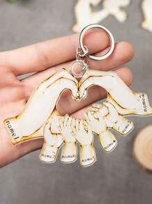 Personalisierter Familien-Schlüsselanhänger mit 1-7 gravierten Namen, Hand in Hand Schlüsselanhänger, Vatertagsgeschenk Familienschmuck