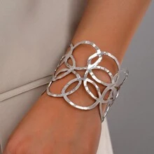 1 pulseira feminina de metal martelado com fio simples para uso diário, presente adequado para família e amigos
