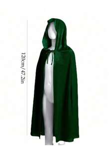 1 pieza Capa con capucha unisex de tela de terciopelo para actuaciones y fiestas, ideal para varios festivales, disfraces de Halloween, diablo, vampiro, disfraz, accesorios para disfraces de festivales