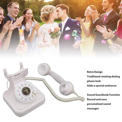 Teléfono vintage con sonido y función de libro de visitas, decorativo, retro, fijo, para casa, boda o fiesta.