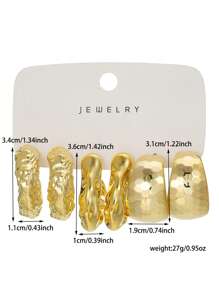 6pcs/Set Fashion CCB Spiral Braided C-Shape Geometric Design Earring Set, Suitable For Women's Daily Or Beach Wear