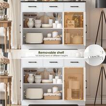 Sideboard, Kitchen Cabinet With 3 Drawers And 3 Doors, Wooden Storage Cupboard Cabinet - White - View 3