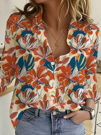 Women Fashion Single-Breasted Long Sleeve Shirt