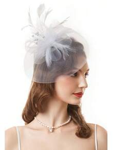 1Pc Tea Party Fascinator Hats For Women 50s Headwear Mesh Flower Cocktail Wedding Church Derby Hat, Hair Accessories, Tiny Hats, Mini Fascinator, Mini Cap