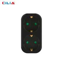 CILIA 1/2pcs Schuko Adapter Socket Wall Outlet Splitter, 250V/16A Space-Saving Multiple Socket, Adapter For Office/Home