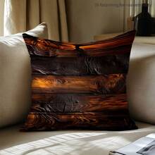1pc 17.7*17.7in(45*45cm) Realistic Tree Texture Printed Polyester Pillow Cover [No Pillow Insert Included], Single-Sided Printing, Nature Scenery Cushion Cover For Sofa, Living Room, Bedroom, Car, Office, Hotel, Gift For Family & Friends, Home Decor