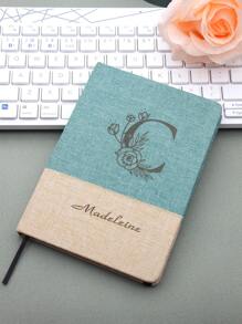 1 Piece Personalized Custom Notebook, Custom Letter Flower, Name, Text Notebook. A5 Fabric Spliced Notebook, Suitable For Business Office, Study Record, Business Office Customization, Study Supplies Customization, School Supplies, Personalized, School, Notebook, Personalized Gift, Back-To-School Gift, Return To School School Supplies,Back To School