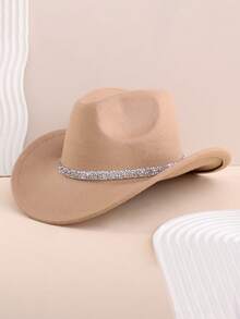 1 pieza Sombrero vaquero de mezclilla para niños, sombrero de fieltro suave de unicolor, sombrero vaquero occidental para adolescentes, adecuado para festivales, fiestas, salidas - Estilo 1 - Ver 15