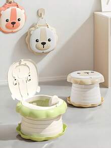 ABS Folding Toilet For Babies, Portable For Outdoor Travel, Comes With A Storage Bag And Trash Bag (Please Be Sure To Watch The Video For Operation Instructions; It Runs Small, Recommended For Children Under 6 Years Old). - Bear Model - View 3