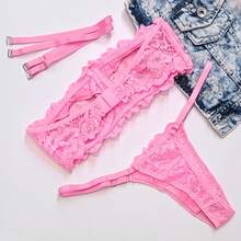 Nara Set With Removable Straps Ref.618 Without Lace Cups With Underwire And Strapless Lining - Watermelon Pink - View 2