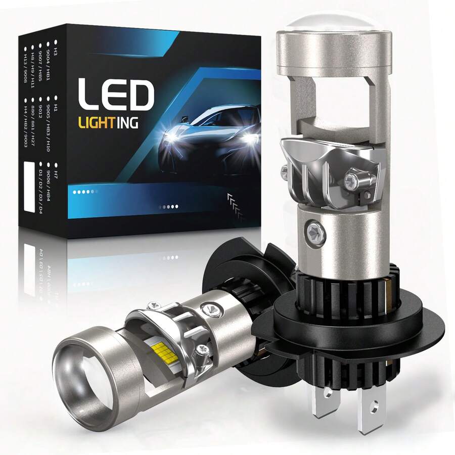 HYNBYZJ 1 Par de Lentes LED H7 H4 1:1 Inalámbricos H11 H9 Proyector LED 9005 9006 HB3 Proyector de Faros Enchufable y Listo para Automóviles, Proyector de Luz Antiniebla Mini