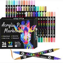 Dual Tip Dual Colors Acrylic Paint Markers, Double Head Dual Brush Double Colors Acrylic Paint Pens For Rock Painting, Canvas, Wood, Ceramic, Glass, Stone, Fabric, Crafts & Art Supplies School Supplies,Back To School