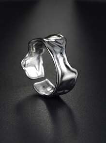 1pc Stainless Steel Adjustable Open Ring, Fashionable Versatile Classic Decorative Ring For Men