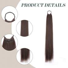 Long Straight Ponytail Extension 24Inch Ponytail Hair Extensions Synthetic Hair On Elastic Band Hairpiece