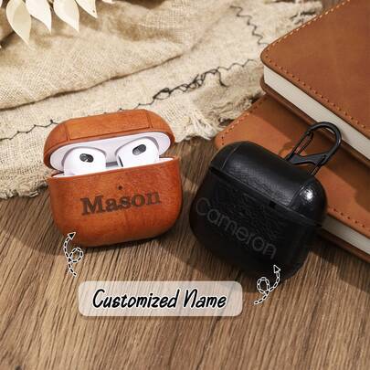Personligt anpassat hörlursfodral, lämpligt för litchimönster hörlursskydd, kan anpassas med namn, den bästa presenten för andra