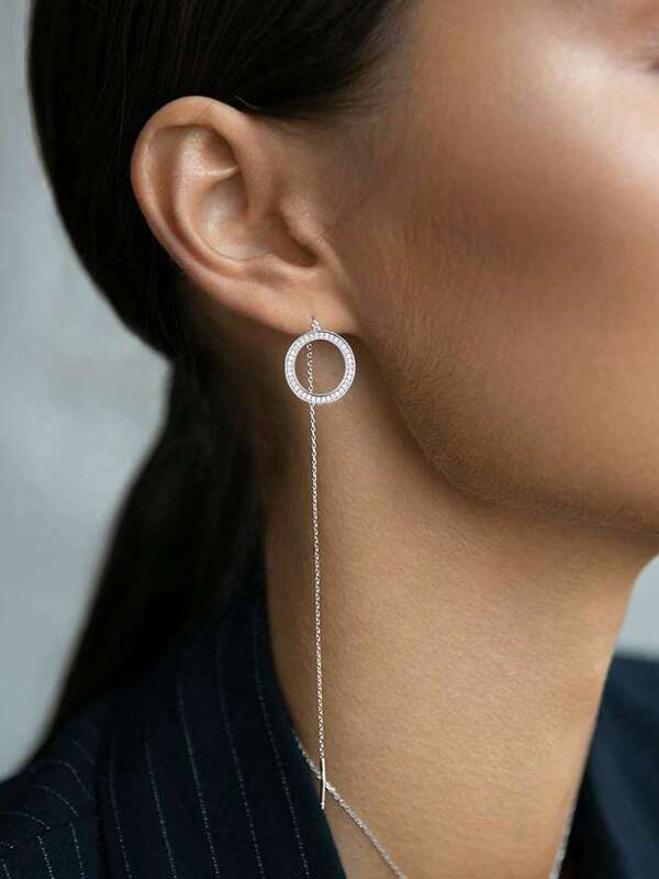 1 par de pendientes de plata de ley 925 exquisitos y lujosos con diseño geométrico redondo e incrustaciones de circonita artificial - perfectos para uso diario, fiestas y banquetes | regalo de joyería ideal para cumpleaños, aniversarios y Acción de Gracias