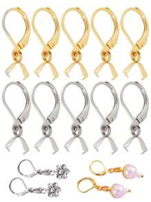 10pcs Hook With Melon Seed Clasp Stainless Steel French Ear Hooks Pendant Clips Handmade DIY Earring Making Accessories