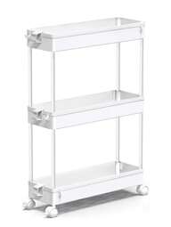 SPACEKEEPER Slim Rolling Storage Cart, 3 Tier Bathroom Storage Organizer Laundry Room Utility Cart Mobile Shelving Unit, Multi-Purpose For Kitchen Office Bathroom Laundry Narrow Places