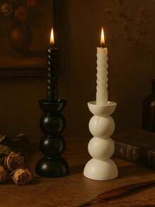 1 pieza Juego de portavelas de resina abstracto moderno - Soportes escultóricos para velas rectas en negro y blanco, decoración elegante para el hogar para la mesa del comedor, el dormitorio, la boda o como regalo