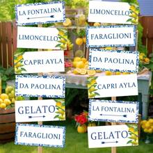 Decorazioni per feste a tema limone in porcellana blu e bianca, cartelli decorativi per foto da festa a tema limone in porcellana blu e bianca, adatti per decorazioni per feste di compleanno, matrimoni, addii al celibato