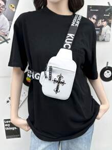 peach tree Men's Small Square Bag, Shoulder Bag, Waist Bag, Crossbody Bag, Running Bag, Night Running Bag, Cycling Bag, Fashionable Solid Color Minimalist, Cartoon Print, Graffiti, Hip-Hop, Sports, Street, Business, Casual, Versatile, Compact, Essential For Travel And Vacation, Youthful And Stylish Side Bag Halloween Bags Halloween Accessories Pouch