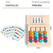 12pcs Double-Sided Cards / 24 Different Question Types / 1 Set Of Wooden Colour Matching Puzzles / Montessori Toys / Suitable For Children Over 3 Years Old / Brain Teaser & Psychological Challenge Game / Learning Tools / Suitable For Boys & Girls Development / Ideal For Family Game - Color Matching Toys - View 8