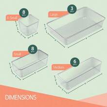 24 PCS Clear Plastic Drawer Organizer Set, 4 Sizes Desk Drawer Divider Organizers And Storage Bins For Makeup, Jewelry, Gadgets For Kitchen, Bedroom, Bathroom, Office - 透明25件套裝收納盒 - 查看 4