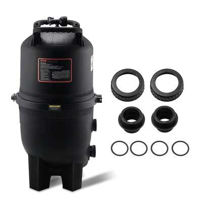 KOMHTOM Filtro a cartuccia per piscina, superficie filtrante 49 m², filtro per piscine interrate, sistema di filtraggio per piscine fuori terra con filtro potenziato e protezione contro le perdite, per vasche idromassaggio, spa, piscine gonfiabili, filtro per piscine interrate/fuori terra, 620 x 560 x 1324 mm, nero