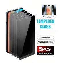 5pcs Anti-Peep Tempered Glass Screen Protector, Suitable For Infinix Phone Series, Privacy Screen Guard, Anti-Spy Tempered Glass, Privacy Protection Film - Chuanglong-white Film Anti-peep - View 7