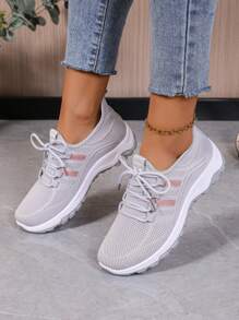 Women's Casual Lace-Up Sneakers For Street, Gym, And Everyday Wear