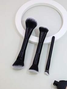 3 Peças Conjunto de Maquiagem Facial Profissional, Pincel Corretivo de Cabeça Dupla, Pincel de Pó, Pincel Contorno, Pincel Base, Pincel Blush, Ferramentas de Maquiagem com Fibra Macia para Fácil Transporte, Pincel para Viagem, Presente para Mulheres e Meninas, Conjunto de Pincéis, Kit de Pincéis de Maquiagem, Conjunto Completo de Maquiagem, Conjunto de Pincéis de Maquiagem, Kit de Maquiagem Completo, Kit de Pincéis, Conjunto de Pincéis de Maquiagem, Conjunto de Presente de Maquiagem, Conjunto