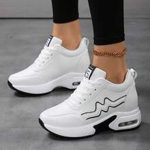 SOSENFER Women's Casual Sneakers With Hidden Height Boost, Lightweight & Comfortable, Shock-Absorbing PU Sole, Versatile All-Season Design, Versatile Athletic Wear | Sleek Design | Shockabsorbing Sole - White - View 3