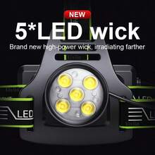 Nueva lámpara frontal de alta potencia con 5 * XHP50.2 LED, con pantalla digital, carga tipo C y universal, lámpara portátil para la cabeza para pesca nocturna - Negro - Ver 3