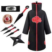 Costume de cosplay de cape de l'organisation des vêtements avec nuages rouges, costume d'Halloween de performance, cape d'Uchiha Itachi
