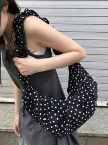 Back To School Korean Ins Style Retro Minimalist Design Versatile Shoulder Bag, Suitable For College Students, Tote Bag, Lazybones Style For University Class And Commute