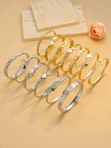 Novo Bracelete de Aço Inoxidável Decorado com Pedras de Zircônia, Simples e da Moda, Presente Perfeito
