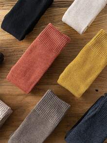 1双女士过膝袜，纯色保暖内衬长筒袜，柔软舒适，适合学生和成人秋冬季穿着，亦可作为圣诞礼物。 - 彩色 - 查看 4