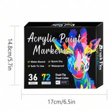 Dual Tip Dual Colors Acrylic Paint Markers, Double Head Dual Brush Double Colors Acrylic Paint Pens For Rock Painting, Canvas, Wood, Ceramic, Glass, Stone, Fabric, Crafts & Art Supplies School Supplies,Back To School