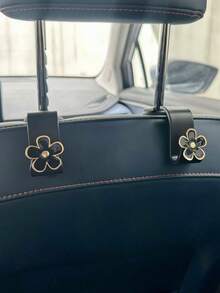 2pcs Triple-Color Metal Flower Single Hook Hanging Vehicle Seat Back Storage Hooks, Car Interior Organization - Black - View 10